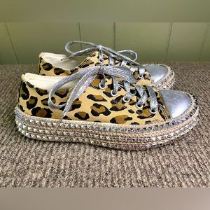 Cheetah Print Spiked Sneakers